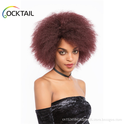 100% good feedback machine made wig heat resistant fiber natural and comfortable wearing wig